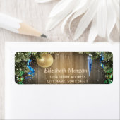 Elegant kerstballen, houtextiket etiket