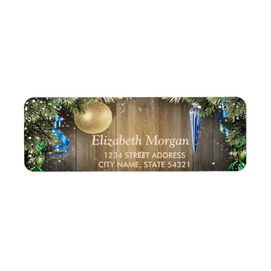 Elegant kerstballen, houtextiket etiket (Voorkant)