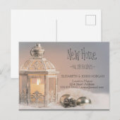 Elegant kerstballen, Lantaarn Nieuw Adres Aankondigingskaart (Voorkant / Achterkant)