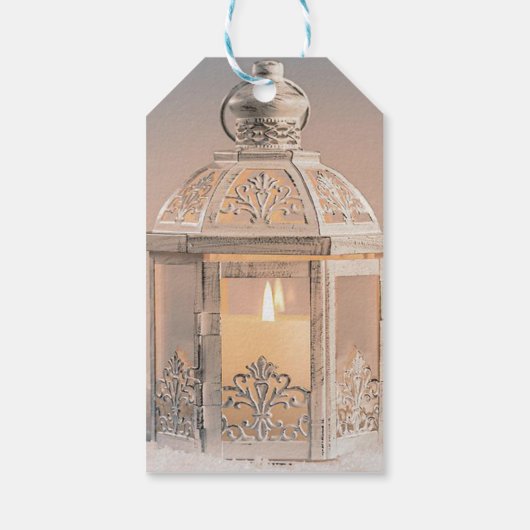 Elegant kerstballen, Lantern Cadeaulabel (Achterkant)