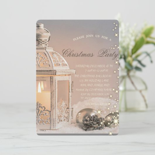 Elegant kerstballen, Lantern kerstparty Kaart (Staand voorkant)