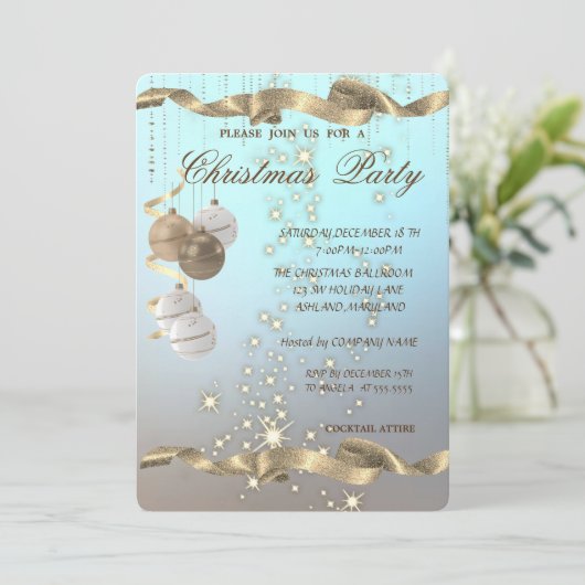 Elegant kerstballen, mousjes, kerstfeest kaart (Staand voorkant)