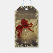 Elegant kerstballen Red Bow Stars Company Cadeaulabel (Voorkant)