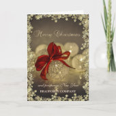 Elegant kerstballen Red Bow Stars Company Feestdagen Kaart (Voorkant)