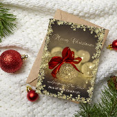 Elegant kerstballen Red Bow Stars Company Feestdagen Kaart