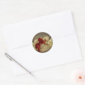 Elegant kerstballen Red Bow Stars Company Ronde Sticker (Envelop)