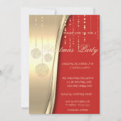 Elegant kerstballen, Red, Gold CorporParty Kaart (Voorkant)