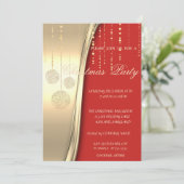Elegant kerstballen, Red, Gold CorporParty Kaart (Staand voorkant)