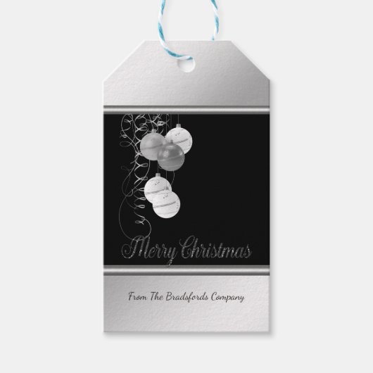 Elegant kerstballen, Silver, Black Company Cadeaulabel (Voorkant)