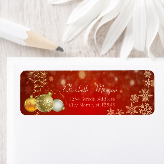 Elegant kerstballen, sneeuwvlokken etiket (Insitu)