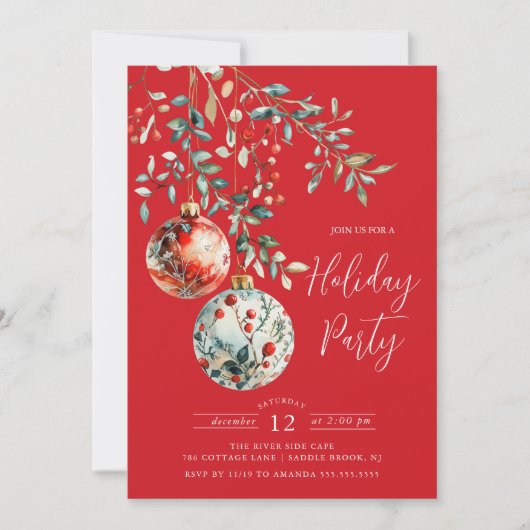 Elegant kerstballen vakantiefeest kaart (Voorkant)