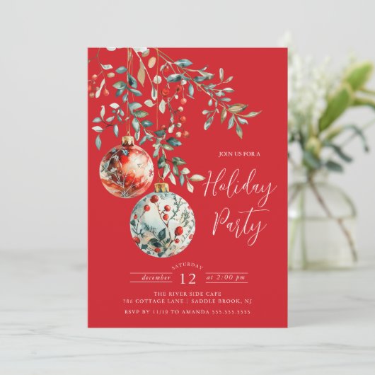 Elegant kerstballen vakantiefeest kaart (Staand voorkant)