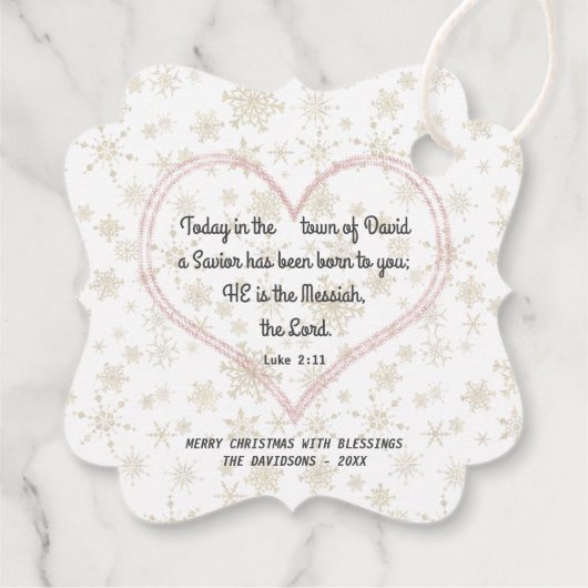 Elegant kerstbijbel Verse Messiah Roos Gold Bedankjes Labels (Achterkant)