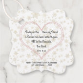 Elegant kerstbijbel Verse Messiah Roos Gold Bedankjes Labels (Voorkant)