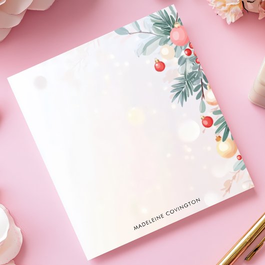 Elegant kerstblad gepersonaliseerde naam notitieblok