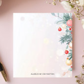 Elegant kerstblad gepersonaliseerde naam notitieblok