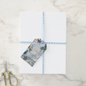 Elegant Kerstblauw en Muziek Ephemera Cadeaulabel (Met Touw)