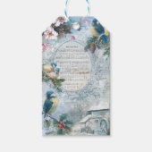 Elegant Kerstblauw en Muziek Ephemera Cadeaulabel (Voorkant)