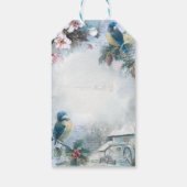 Elegant Kerstblauw en Muziek Ephemera Cadeaulabel (Achterkant)