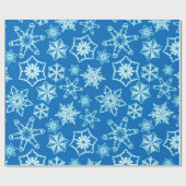 Elegant Kerstblauw en wit Snowflake Pattern Cadeaupapier (Vlak)