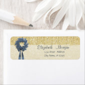 Elegant, kerstblauw, goudglitterij etiket (Insitu)