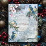 Elegant kerstblauwachtigen en muziekkollage feestdagenkaart<br><div class="desc">Het elegante roestachtige bloemontwerp met  blauwachtigen op holly- en pijnboomboughs,  witte rozen,  een vaag boerderij met een waterwiel,  handschrift,  rollen en witte bloemen met "Home Sweet Home"-muziek in ornatte gegraveerde lijst. Achtergrond bevat bleke blauwe lucht met witte wolken.</div>