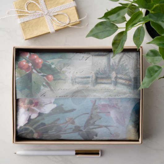 Elegant kerstblauwachtigen en ontkoppeling van muz tissuepapier (Geschenk)