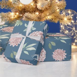 Elegant kerstblauwe hert cadeaupapier