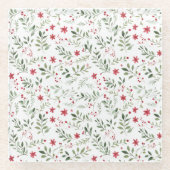 Elegant kerstbloem minimalistisch patroon glazen onderzetter (Voorkant)