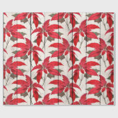 Elegant  kerstbloempatroon cadeaupapier (Vlak)