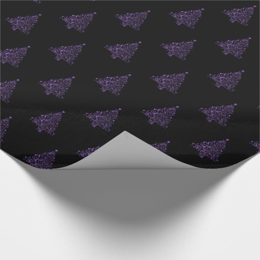 Elegant kerstbomen gestreept patroonpatroon Paars Cadeaupapier (Hoek)