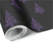 Elegant kerstbomen gestreept patroonpatroon Paars Cadeaupapier (Rol Hoek)