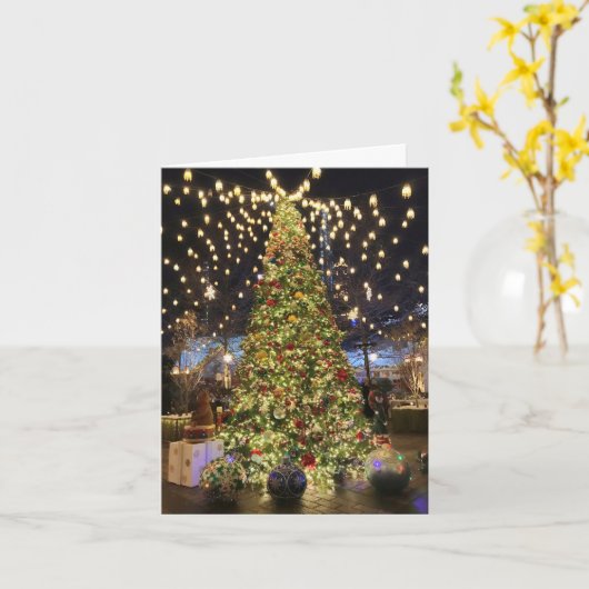 Elegant kerstbomen lammeren kaart (Gele Bloem)