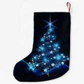 Elegant kerstboom Blue Black Stars Holiday Kleine Kerstsok (Achterkant)