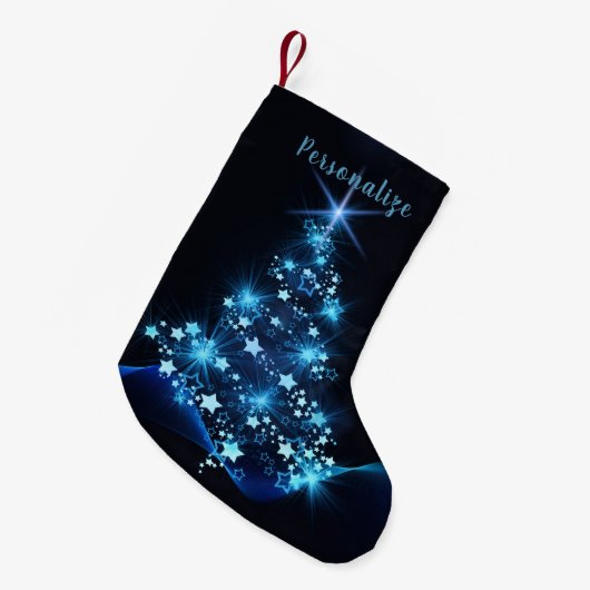 Elegant kerstboom Blue Black Stars Holiday Kleine Kerstsok (Voorkant (Hangend))