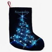 Elegant kerstboom Blue Black Stars Holiday Kleine Kerstsok (Voorkant)