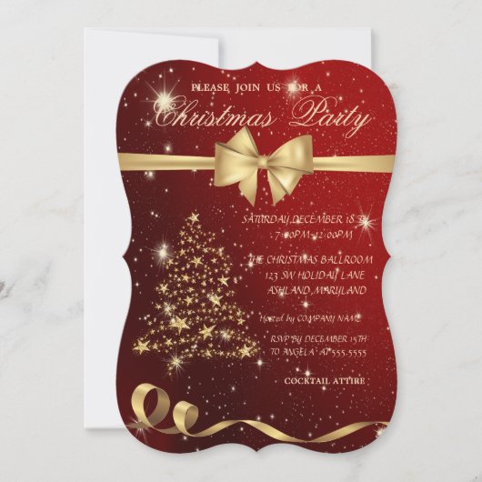 Elegant kerstboom, Bow, Rood, Kerstfeest Kaart (Voorkant)