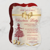 Elegant kerstboom, Bow, Rood, Kerstfeest Kaart (Voorkant / Achterkant)