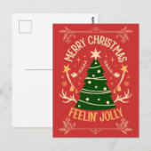 Elegant kerstboom Briefkaart: rood & stralend Briefkaart (Voorkant / Achterkant)