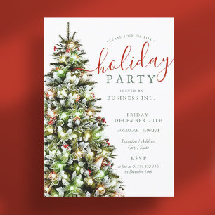 Elegant kerstboom Corporate Holiday Party Kaart