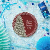 Elegant kerstboom Dark Red Pset Papieren Bordje (Feest)