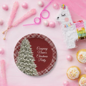 Elegant kerstboom Dark Red Pset Papieren Bordje (Feest)