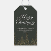 Elegant kerstboom donkergroene Gold-minimalist Cadeaulabel (Voorkant)