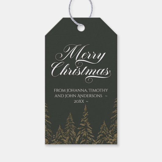 Elegant kerstboom donkergroene Gold-minimalist Cadeaulabel (Voorkant)