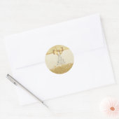 Elegant kerstboom, Faux Gold Bow, Glittery Ronde Sticker (Envelop)