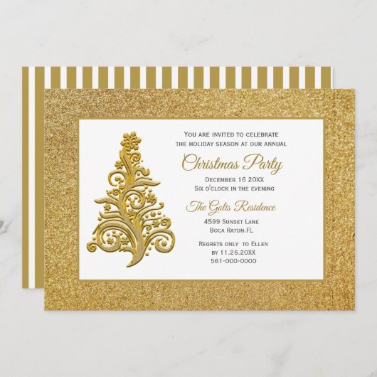 Elegant kerstboom feestelijke feest kaart (Voorkant / Achterkant)