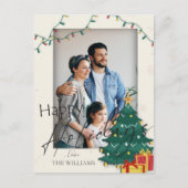 Elegant kerstboom Foto Prettige feestdagen Briefkaart (Voorkant)