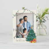 Elegant kerstboom Foto Prettige feestdagen Postc (Staand voorkant)