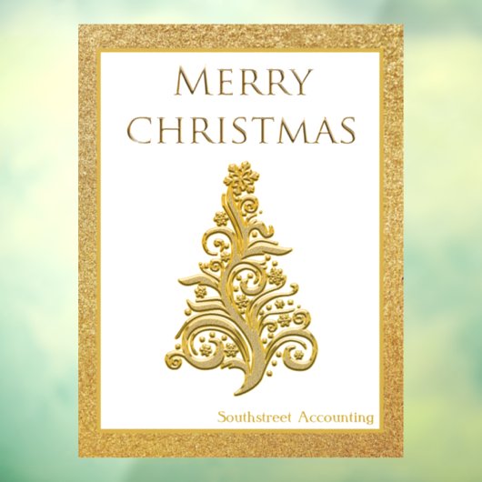 Elegant kerstboom Gold Glitter Storefront Raamsticker (Vel 3)