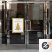 Elegant kerstboom Gold Glitter Storefront Raamsticker (Kantoordeur)